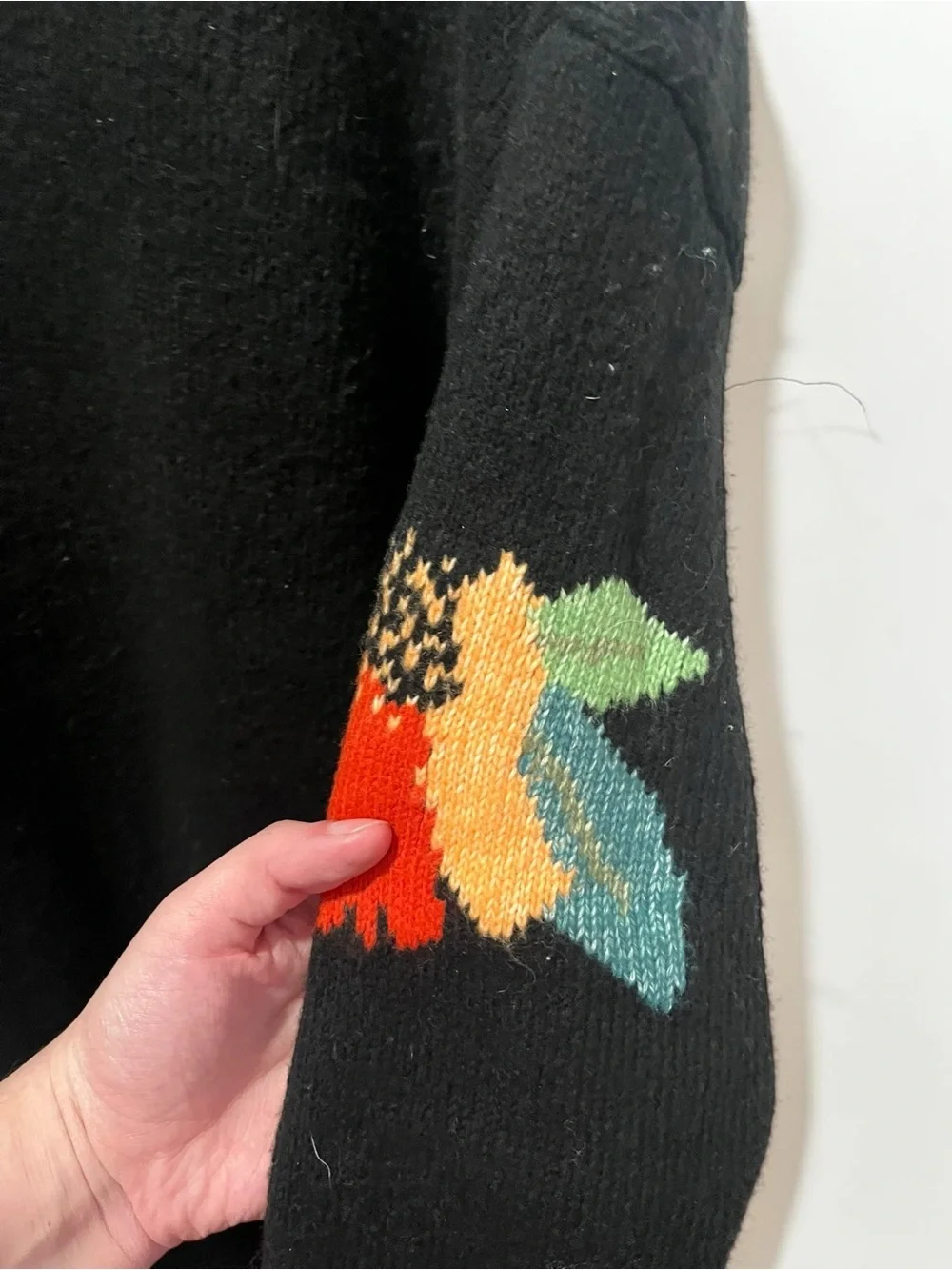 CAbi Black Floral Button-Front Cardigan with Red and Orange Flowers Size Small - Picture 6 of 9